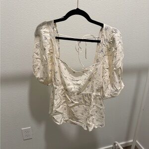 H&M Cream Floral Blouse